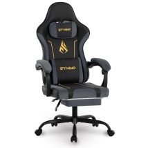 Sedia da gaming ergonomica con cuscino in lattice SYMINO – Stile da corsa, regolabile con poggiapiedi, capacità di 130 kg