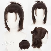 ND Eren Jaeger Cosplay Wigs Attack on Titan Anime Cosplay Short Dark Brown Hair Wig Heat Resistant Synthetic for Comic Con Coser