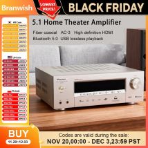 Wzmacniacz Bluetooth 5.0 1200W Wysokiej Mocy, System Dźwiękowy 5.1 do Kina Domowego, Hi-Fi, HDMI, Światłowód, Koaksjalny, do Wzmacniaczy Głośnikowych