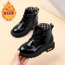2025 Nowe zimowe buty dziecięce PU Skórzane wodoodporne pluszowe buty dziecięce Śniegowce Markowe dziewczęce chłopięce buty codzienne Moda trampki