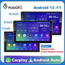Podofo Android 12 Autoradio Androidauto Carplay 2 Din GPS Car Audio 7 "/9"/10 "WIFI BT Lettore