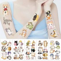 10Pcs/set New Cartoon Cat Temporary Tattoo Stickers Cute Cat Waterproof Tattoo For Funny Birthday Party Gift