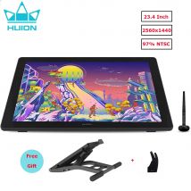 HUION-tableta gráfica Kamvas 24 Plus de 23,8 pulgadas, QLED Monitor con pantalla IPS, completamente laminada, 140% sRGB Pantalla de dibujo Lápiz digital 8192 niveles de presión