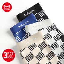 Miiow 3pcs Herren Modal Höschen Baumwolle anti bakterielle Schritt Boxer Mann Unterwäsche Mode Plaid Print Männer Boxer Slips Unterhosen