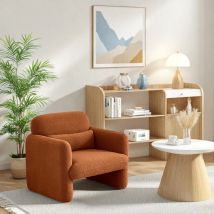 Poltrone per divani singoli in lana d'agnello, sedia moderna in agnello, sedia imbottita con poltrona, sedia trapuntata arancione per lettura in camera da letto L