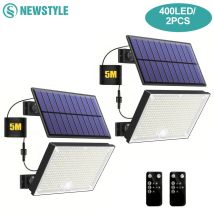 400 LED-Solarleuchten für den Außenbereich, 3 Modi, Bewegungsmelder, LED-Solarstrahler, wasserdichte solarbetriebene Wandleuchte, Garten, Garage, Hof
