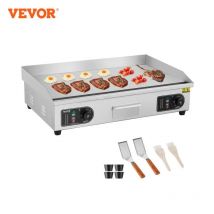 VEVOR Piastra Elettrica Commerciale, Piastra Flat Top da 4400 W, Temperatura Regolabile 50 - 300°C, 73 x 40 x 1 cm Piastra in Acciaio Inossidabile con 2 Pale 2 Spazzole per la Casa o il Ristorante