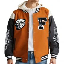 Herren Uni Bomber Jacken Leder Patchwork Vintage Baseball Jacken Tier Brief Stickerei Mäntel Herbst & Winter Oberbekleidung