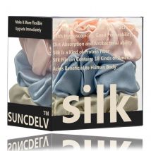3 Stück 100 % natürliche Seide Damen Haargummis Hochwertige Haargummis (19 Momme) Damen Große Haarbänder Haarschmuck