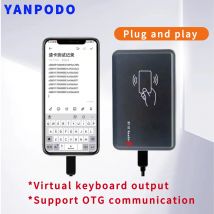 Tragbarer UHF-RFID-Lesegerät, 860–960 MHz, Plug-and-Play, USB, OTG, HID, kompatibel mit Android iOS Windows