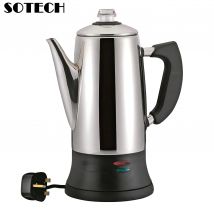 Electric Coffee Maker Pot, Stainless Steel Percolator, 110V, 220V Plug, 1.8L Large Capacity, Gift for Coffee Lovers, 12Cups