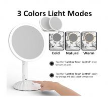 Portable Travel Vanity Mirror with Lights,Interchangeable Mirror Design,1/15X Magnifying Mirror,Stepless Adjustable Lighted Make