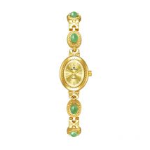 Elegante Damenuhr Jade Armband Kleine Uhr Original Marke Mode Quarzuhren Luxus Goldene Armbanduhr Geschenke Für Frauen