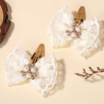2/4cps Elegant Retro Lace Ribbon Bowknot Hairpin For Women Girls Fashion Hair Clip Hair Accessories Sweet Princess Ribbon BB Cli