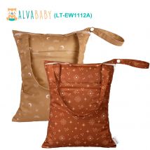 (2 Stück pro Packung) ALVABABY Tragetasche, nasse und trockene Taschen mit Griff, doppelte Reißverschlusstaschen, Stoffwindel, nasse Taschen, Tragetasche, 30 x 36 cm