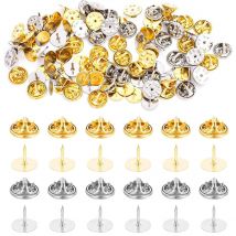 50 Sets Brosche Pin Halter Krawatte Abzeichen Zurück Ersatz Flache Basis Stechende Schmetterling Verschlüsse für DIY Schmuck Machen Zubehör