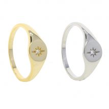 Gold Color Engagement North Star Starburst Signet Rings Minimal Delicate Simple Finger Jewelry 2023 Valentine's Day Gift Women