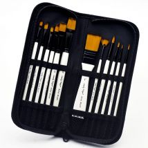 12pcs Professional Artist Paint Brush Set with Bag for Acrylic Watercolor Gouache Oil Tempera and Body Painting