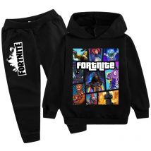 Fortnite Game Set per bambini stampati Felpe con cappuccio Cartoon Comodo completo da 2 pezzi Top larghi a maniche lunghe Pantalone Abiti autunnali invernali