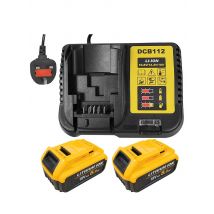 2xBattery Charger Replace for 10.8V-18V Dewalt DCB112 DCB182 DCB200 DCB184 DCB180
