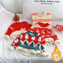 Neuer samtverdickter Weihnachtspullover Kinderdruck-Sweatshirt Lässige Kinderkleidung Kapuze, Jacke, Weihnachtsgeschenk
