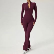 Zipper Overall Ausgestellte Hosen Frauen Kleidung Sportswear Gym Yoga Sport Sets Spandex Nylon Workout Sets Frauen Trainingsanzug