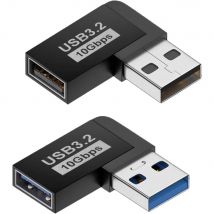 Adapter USB 3.0 kątowy 90 stopni USB-A męski na żeński przedłużacz 2 szt. złącze do laptopów, ładowarek ściennych, power banków