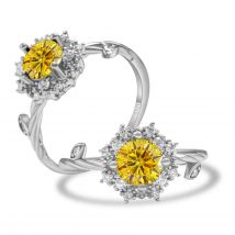 Frauen Ehering S925 Sterling Silber 1ct Moissanit Ring Für Frauen Blume Geformt Weibliche Edlen Schmuck Geschenk Großhandel