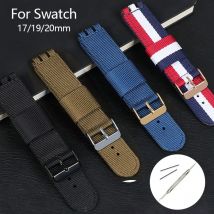 Nylon-Leder-Armband für SWATCH-Serie, Canvas-Ersatzarmband, 17 mm, 19 mm, 20 mm, Armband für Herren und Damen, Armband-Zubehör