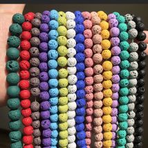 Natürliche Lava-Hämatit-Vulkansteinperlen, rund, Rock, lose Distanzperlen für Schmuckherstellung, 4, 6, 8, 10 mm, DIY-Charm-Armband, 38,1 cm