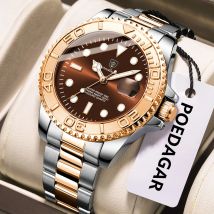 POEDAGAR Top Luxury Man Clock Waterproof Stainless Steel Luminous Date Men's Watch Fashion Business Quartz Watches For Men Reloj