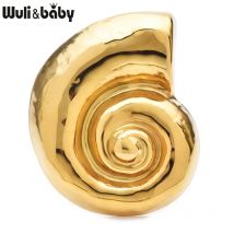 Wuli&baby Große Edelstahl Shell Design Broschen Für Frauen Männer 2-farbe Schnecke-shell Schönheit Party Büro brosche Pins Geschenke