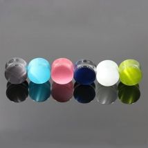 2Pc Natural Cat's Eye Organic Stone Ear Plugs Specifications Double Trumpet Flesh Tunnel Body Piercing Jewelry for Men and Women