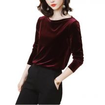 2026 Autunm women fashion elegant velour blouse,Winter velvet shirts black wine  Blusas Tops blusas mujer de moda blouse
