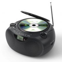Boombox portatile per CD con radio AM FM bluetooth e USB, altoparlanti bassi potenziati Alimentazione CA e CC