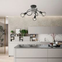 ‌ Lampada da soffitto industriale in alluminio a 3 luci Design a gabbia nera Illuminazione per interni per cucina, sala, soggiorno, camera da letto