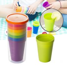 7 stücke Regenbogen Kunststoff Tassen Set Wiederverwendbare Wasser Becher Picknick Reise Trendy Lustige Tragbare Regenbogen Anzug Tasse Party Kinder Trinken tasse
