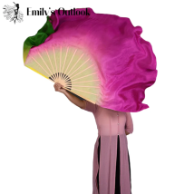 1 Paar Bauchtanz-Fächer aus echter Seide, zwei Schichten, zusammengesetzte Farbe, chinesischer Volkstanz-Fächer, Großhandel, handgefertigte Kunst, Anbetungsfächer
