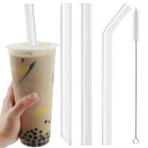 3 pz 14*200mm Cannuccia Riutilizzabile Cannucce di Vetro Ad Alto Borosilicato Set con Pennello per Frullati Bubble Tea Bar Accessori