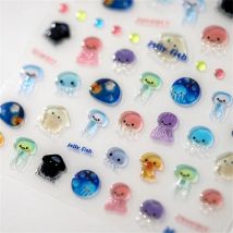 1 stücke 5D Kawaii Gelee Serie Nail art Aufkleber Blau Quallen Klebstoff Nail art Dekorationen Aufkleber Heißer Stanzen Maniküre Aufkleber