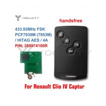 YOCASTY 433MHz PCF7939M Chip 4 ButtonsPassive Keyless Go/Entry Remote Car Key Handsfree For Renault Clio IV Captur 2013-2017