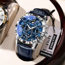 POEDAGAR Luxus Mode Mann Uhr Wasserdicht Leucht Chronograph Leder Uhren Für Männer Sport Outdoor herren Quarz Armbanduhr