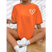Einfache Liebe Gedruckt Damen T Shirts Sommer Atmungsaktive Kleidung Lässige Mode Kurzarm Straße Übergroßen Alle Spiel T-Shirts