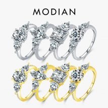MODIAN Real 925 Sterling Silver High Quality Luxury Sparkling Zirconia Finger Ring For Women Classic Wedding Engagement Jewelry