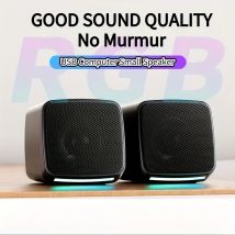Mini-Lautsprecher mit coolen Lichtern und Stereo-Sound, Computer-Lautsprecher, 6 W USB-betrieben, 3,5 mm AUX-Eingang, tragbarer Lautsprecher für Computer La