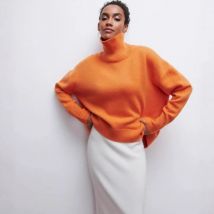 Women Sweaters Knit Turtleneck Solid Jumpers Long Sleeve Casual Thick Streetwear Pullovers Sweater Spliced Autumn 2025