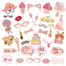 33pcs 16 18 21 30 40 50 60 Jahre alte Foto automaten Requisiten für Mädchen Frauen Erwachsene Geburtstags feier Photo booth Requisiten Jubiläums bedarf