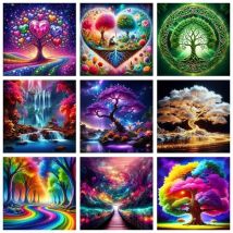 CHENISTORY 5d DIY Diamond Painting Colorful Tree  Full Square/Round Diamond Embroidery Landscape Mosaic Home Decoration Sale