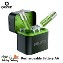 Batteria al litio ricaricabile AA 1,5 V con custodia di ricarica 3600 mWh Grande capacità compatibile per fotocamera, gamepad, GPS, giocattoli