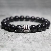 Minimalistisches 10 mm Perlenarmband für Männer und Frauen, kreativer Volleyball-Baseballstrang, Brazalete, cooler Biker-Schmuck, Accessoires, Geschenk